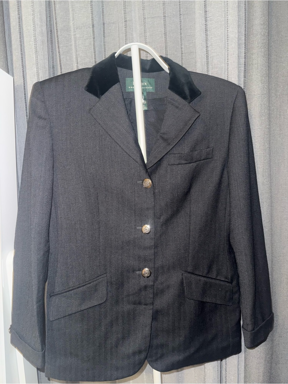VTG Lauren Ralph Lauren Size 10 Wool Equestrian Blazer Velvet Collar Made in USA